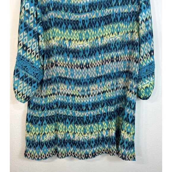 Catherines Teal Abstract Print Blouse Lightweight Pullover Plus Size 3X (26/28) - Picture 8 of 11